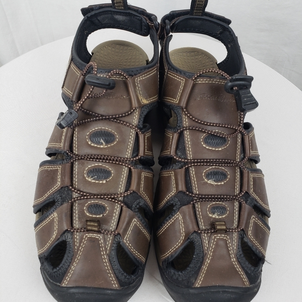 Eddie Bauer Brown and Black Faux Leather Strappy Sandals Sz 11 - Picture 8 of 8